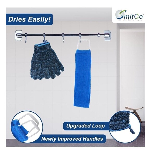 4 Exfoliating Gloves and 1 Back Srubber for Shower for Men and Women - Picture 5 of 7